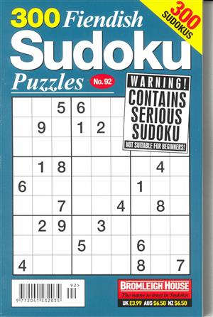 300 Fiendish Sudoku Puzzles Magazine Issue NO 92