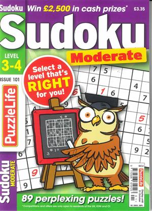 Puzzlelife Sudoku Moderate , issue NO 101