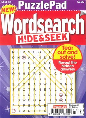 Puzzlelife Wordsearch Hide and Seek, issue NO 54