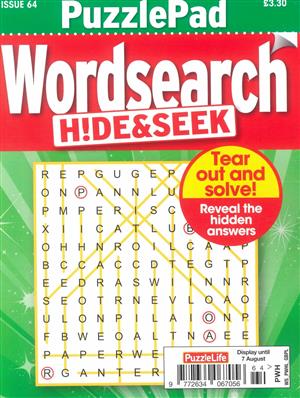 Puzzlelife Wordsearch Hide and Seek, issue NO 64