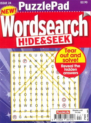 Puzzlelife Wordsearch Hide and Seek magazine