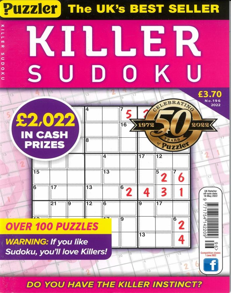 Killer Sudoku Magazine Issue NO 196