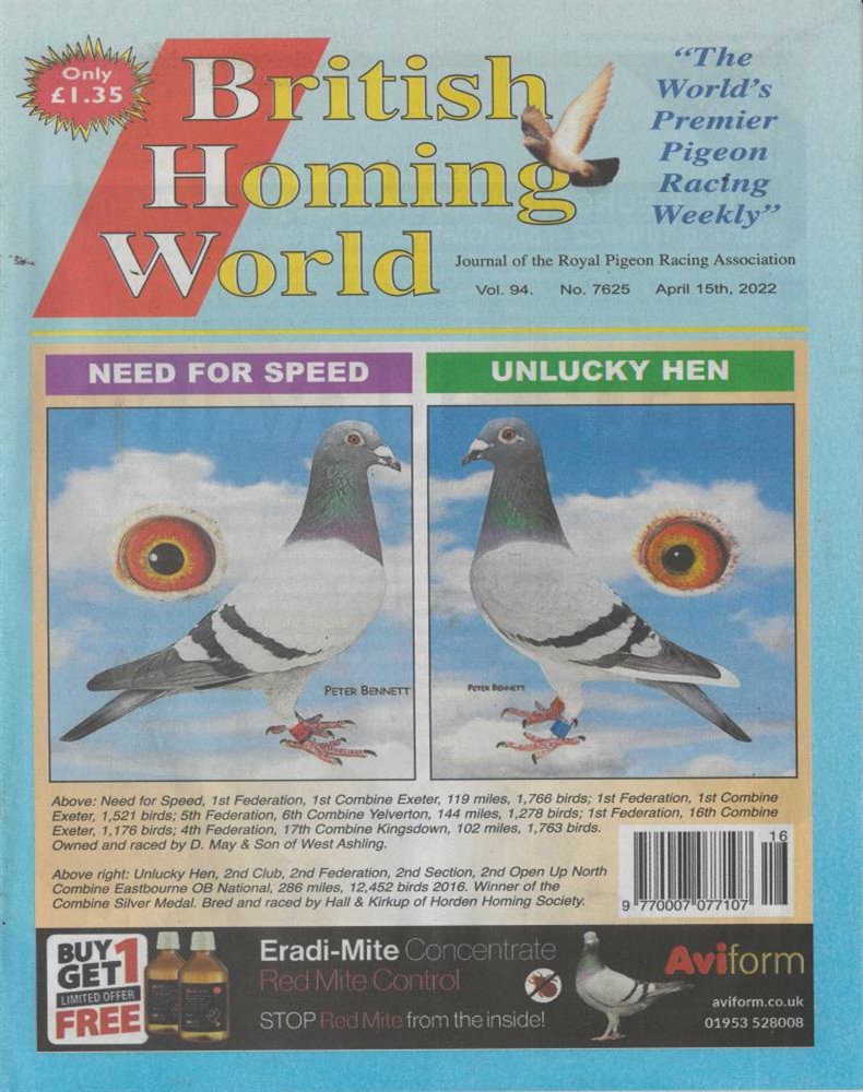 British Homing World Magazine Issue NO 7625