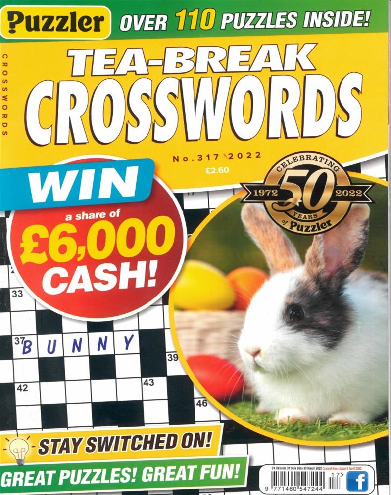Puzzler Tea Break Crosswords Magazine Issue NO 317