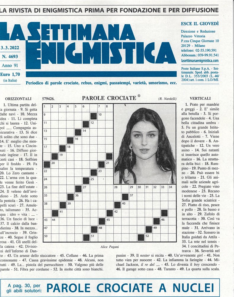 La Settimana Enigmistica Magazine Issue NO 4693