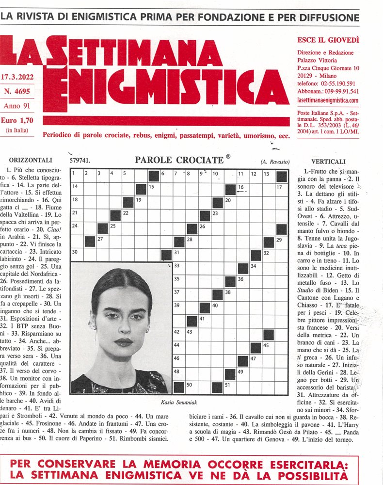 La Settimana Enigmistica Magazine Issue NO 4695