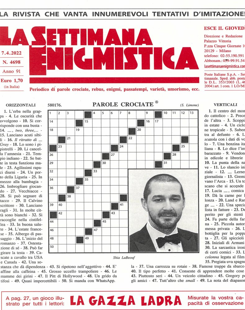 La Settimana Enigmistica Magazine Issue NO 4698