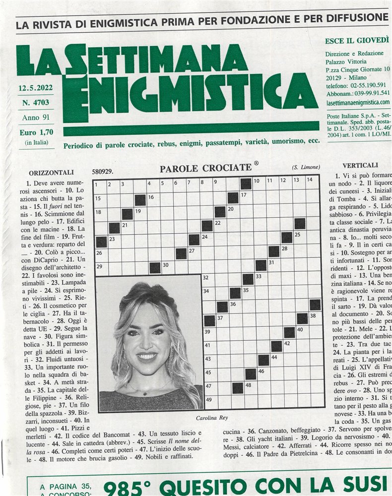 La Settimana Enigmistica Magazine Issue NO 4703