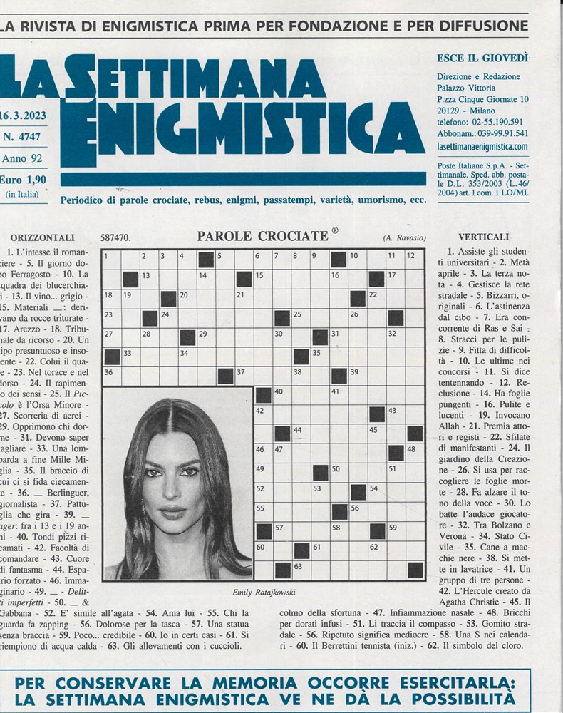 La Settimana Enigmistica Magazine Issue 44 (Paperback - New-Adult,Senior)