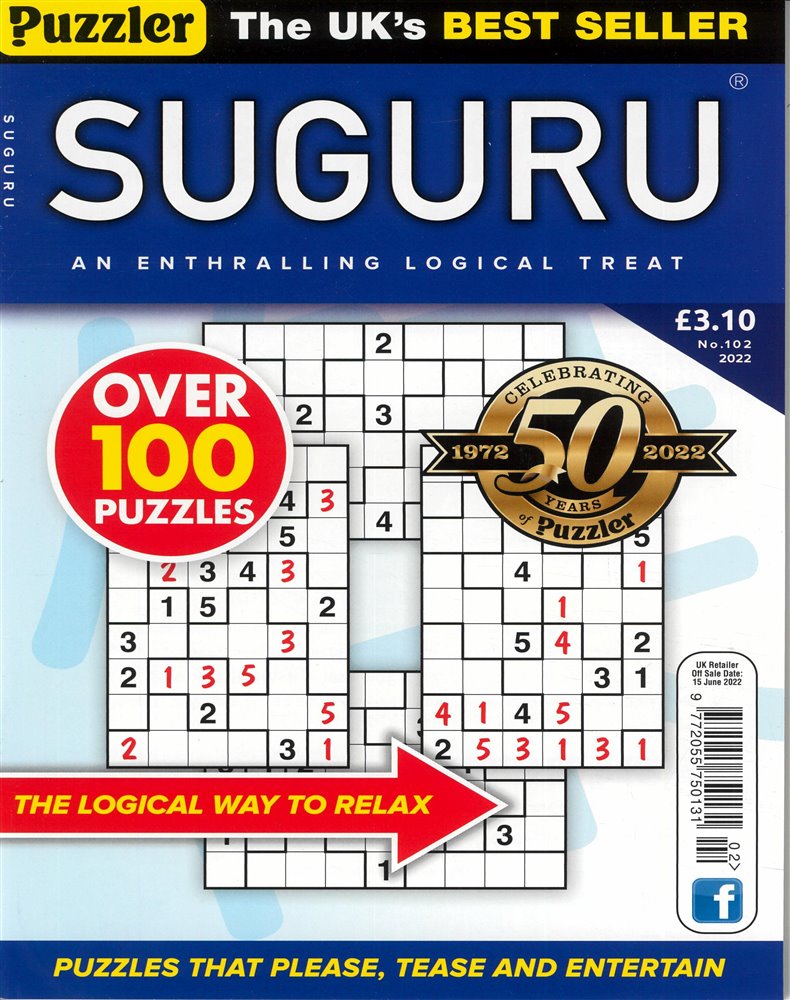 Puzzler Suguru Magazine Issue NO 102