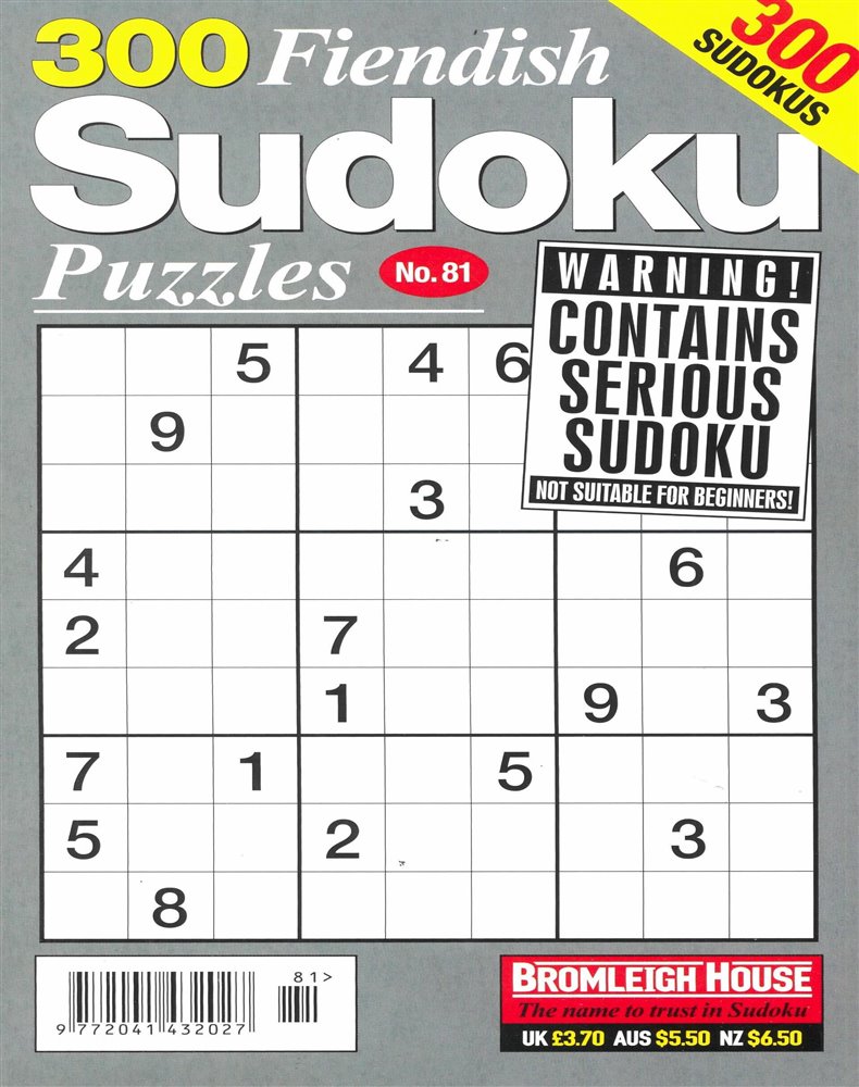 300 Fiendish Sudoku Puzzles Magazine Issue NO 81