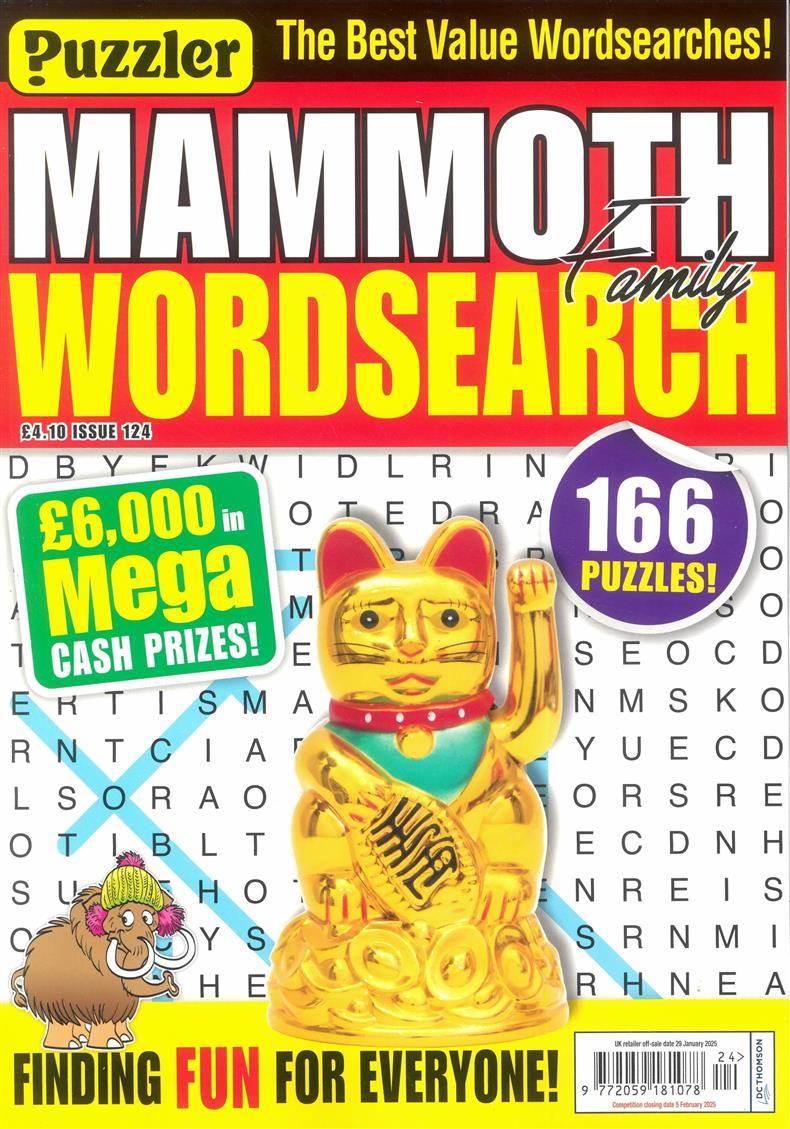 Puzzler Mammoth Family Wordsearch - NO 124