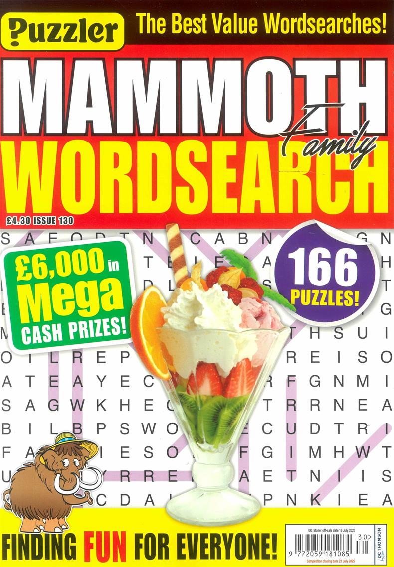 Puzzler Mammoth Family Wordsearch - NO 130