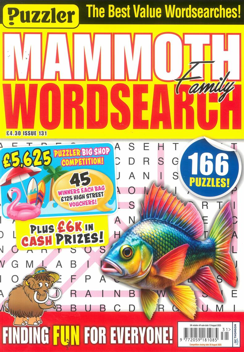 Puzzler Mammoth Family Wordsearch - NO 131