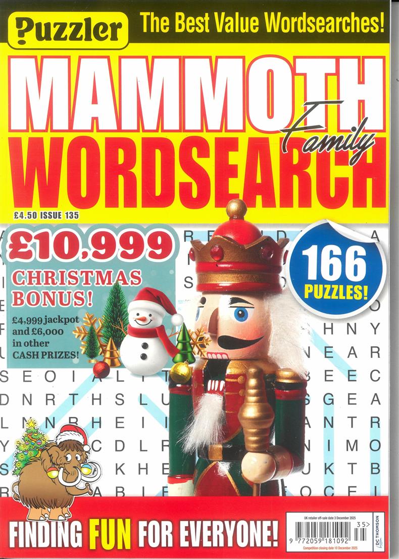 Puzzler Mammoth Family Wordsearch - NO 135