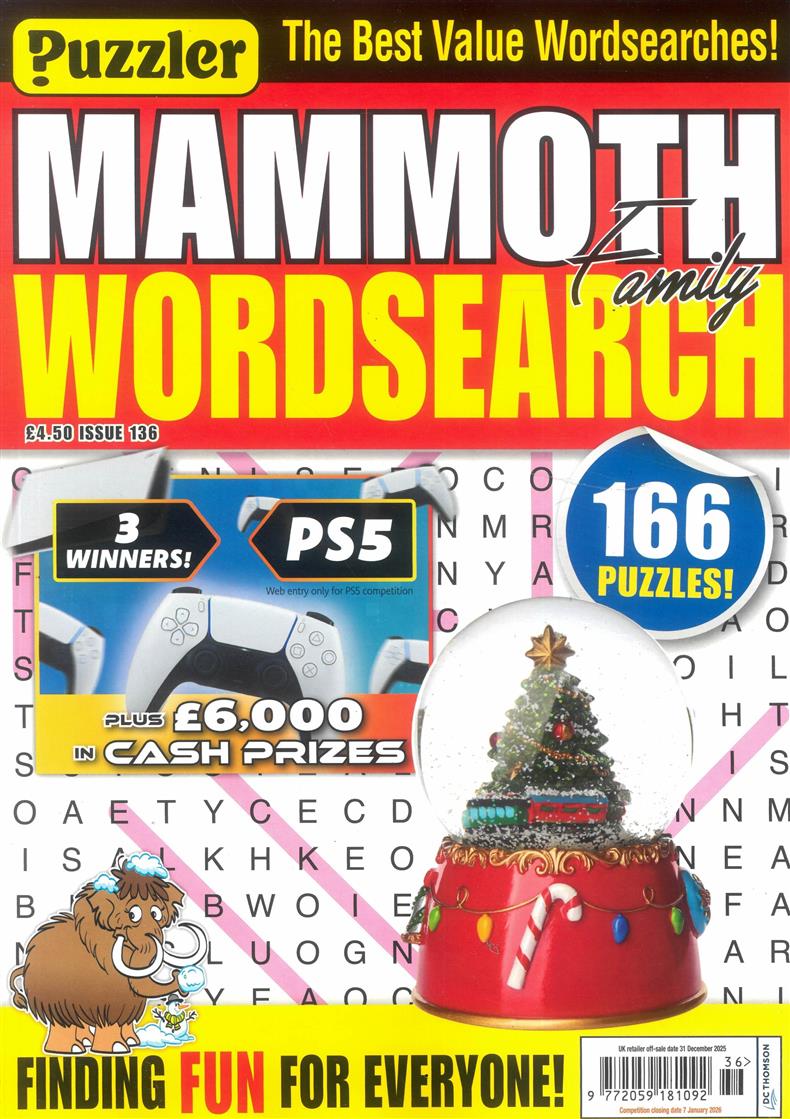 Puzzler Mammoth Family Wordsearch - NO 136