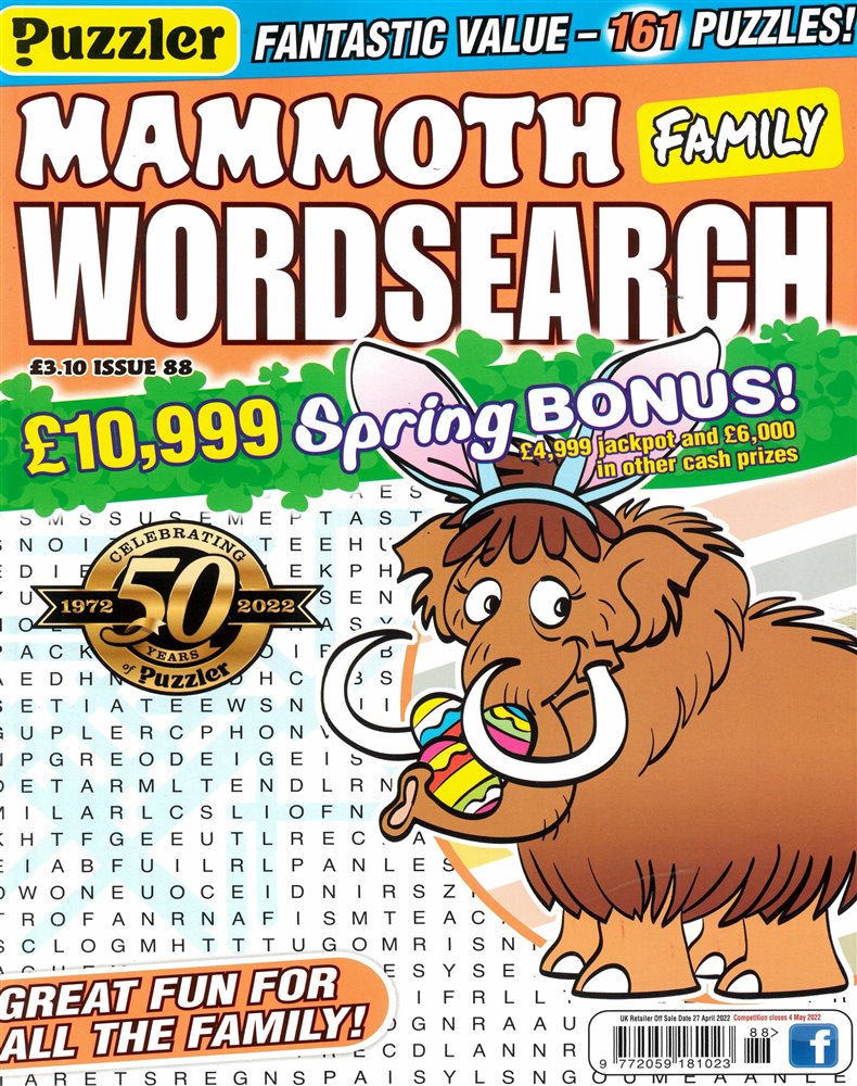 Puzzler Mammoth Family Wordsearch Magazine Issue NO 88