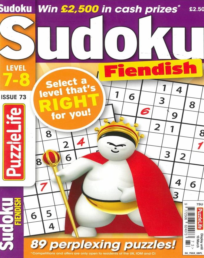 Puzzlelife Sudoku Fiendish  Magazine Issue NO 73