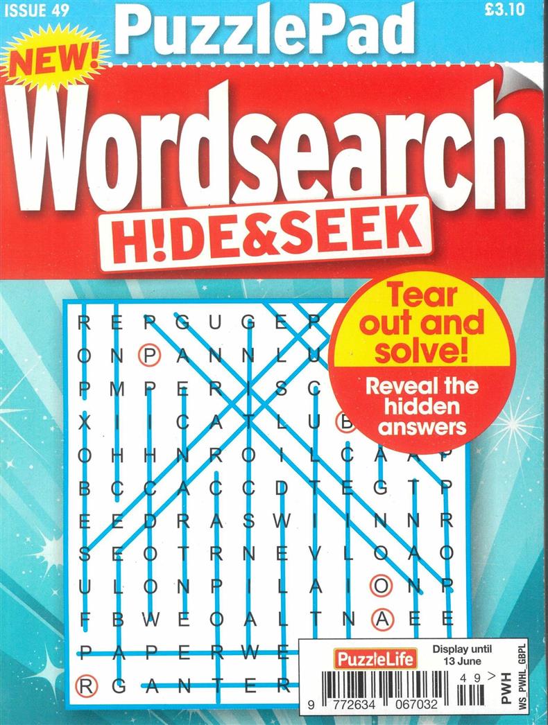 Puzzlelife Wordsearch Hide and Seek - NO 49
