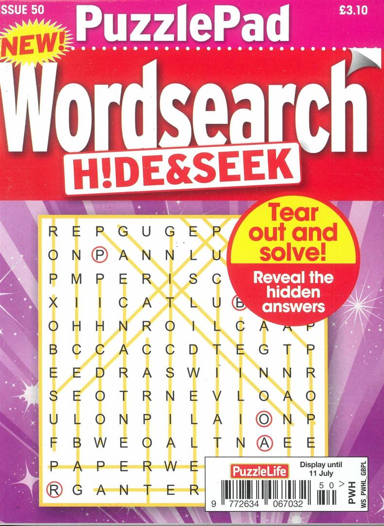 Puzzlelife Wordsearch Hide and Seek - NO 50