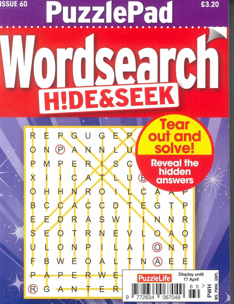 Puzzlelife Wordsearch Hide and Seek - NO 60