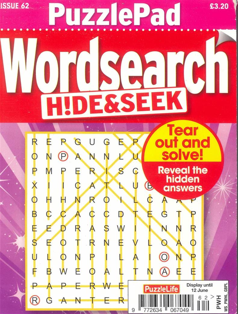 Puzzlelife Wordsearch Hide and Seek - NO 62