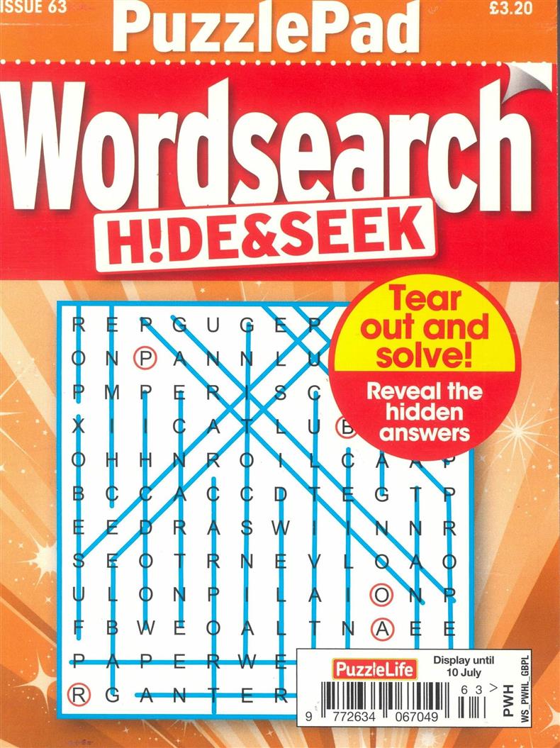 Puzzlelife Wordsearch Hide and Seek - NO 63