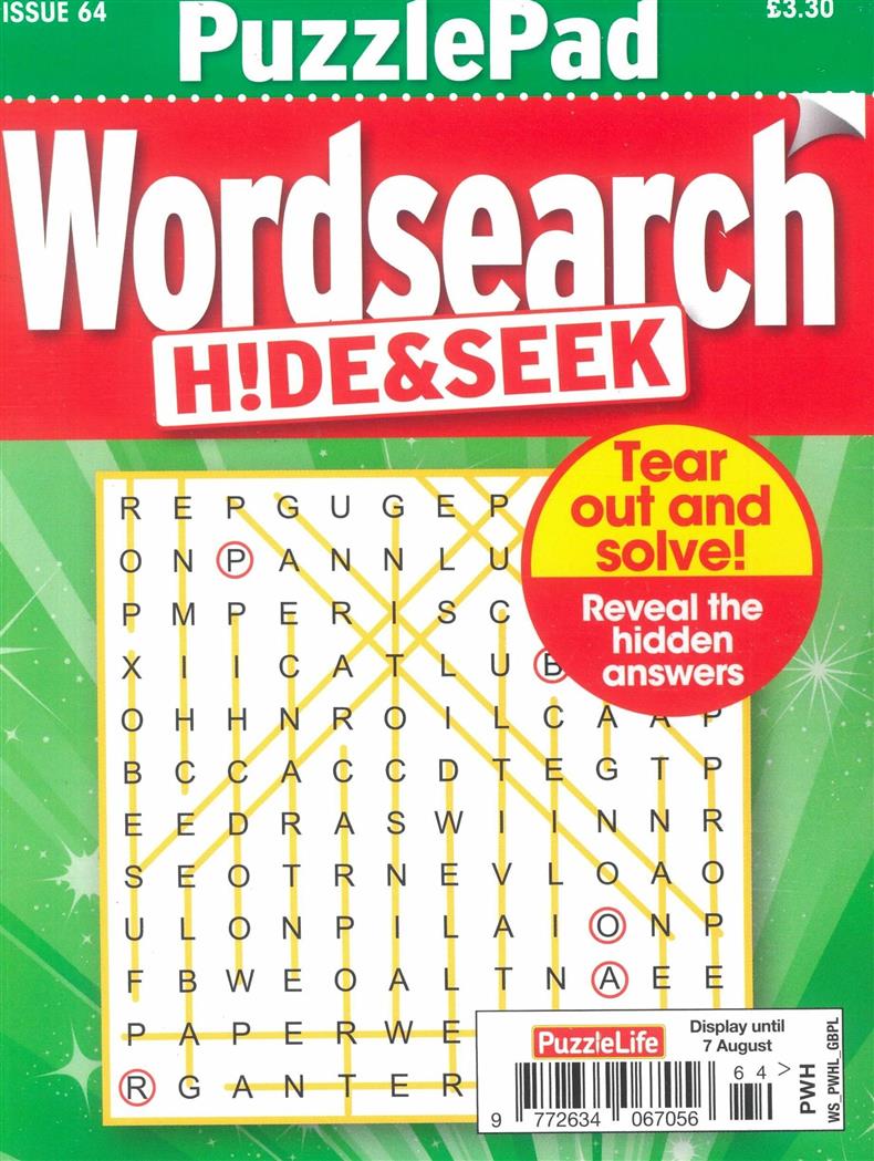 Puzzlelife Wordsearch Hide and Seek - NO 64
