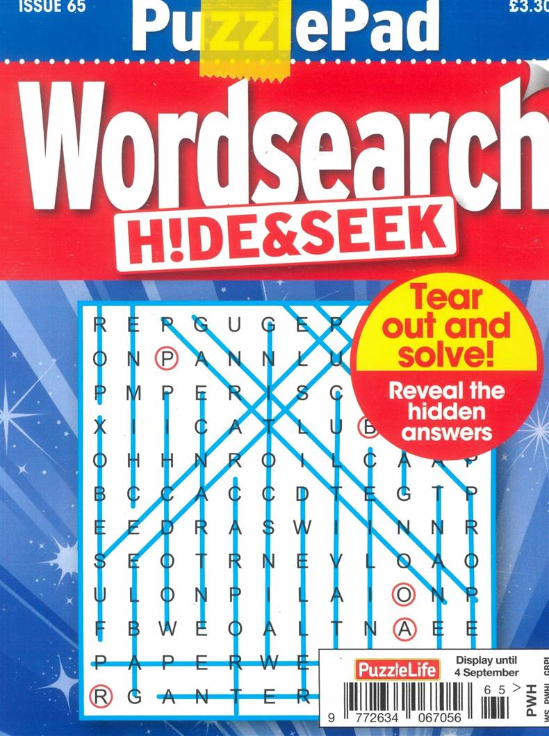 Puzzlelife Wordsearch Hide and Seek - NO 65