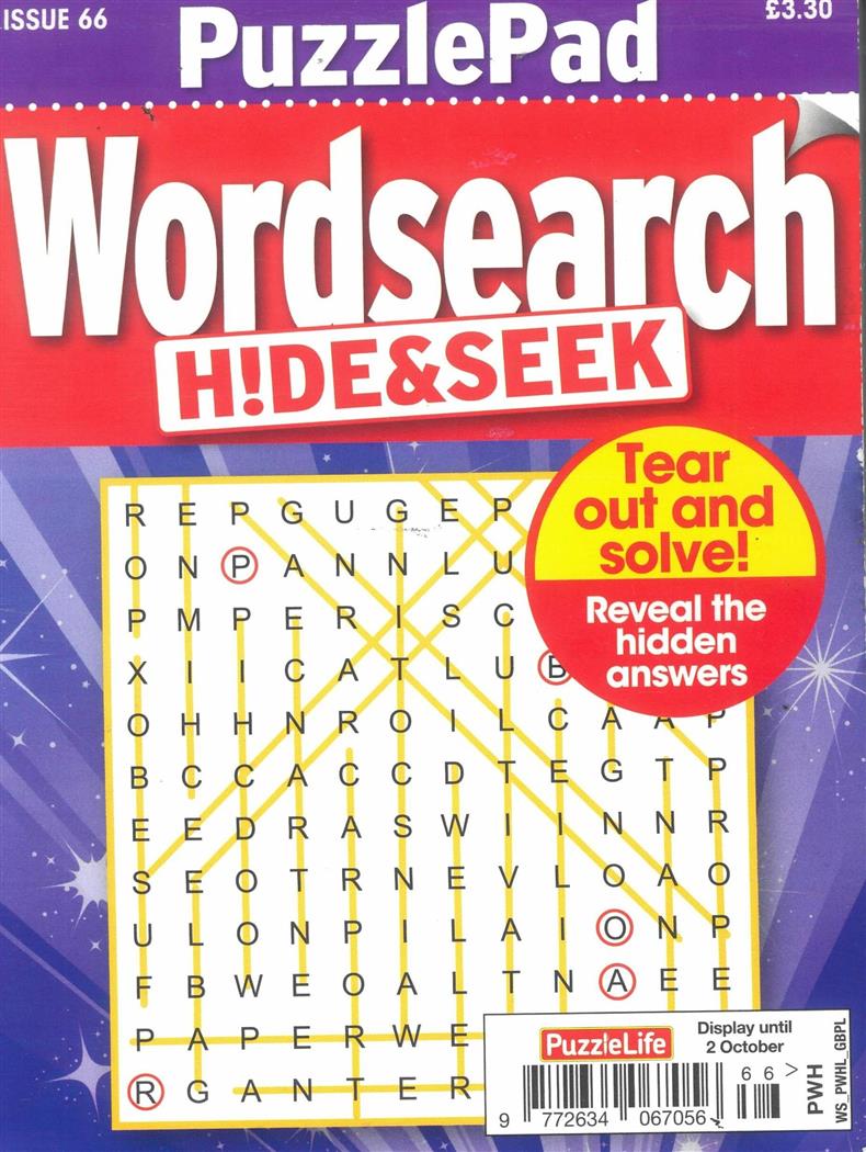 Puzzlelife Wordsearch Hide and Seek - NO 66