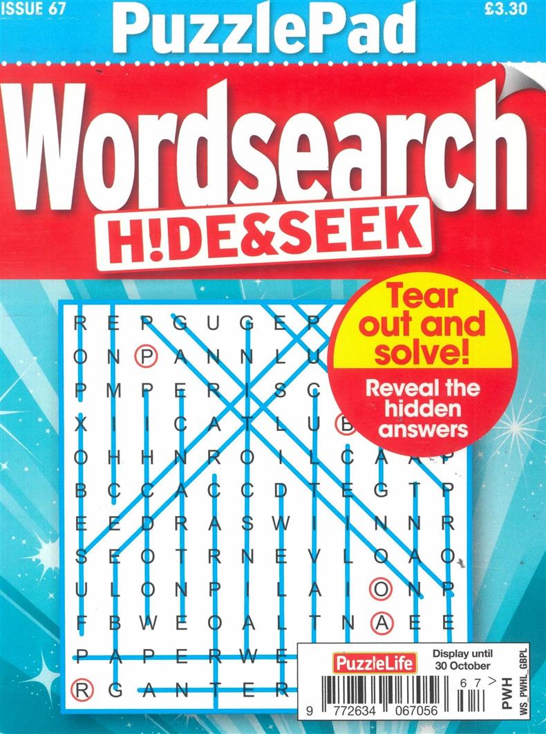 Puzzlelife Wordsearch Hide and Seek - NO 67
