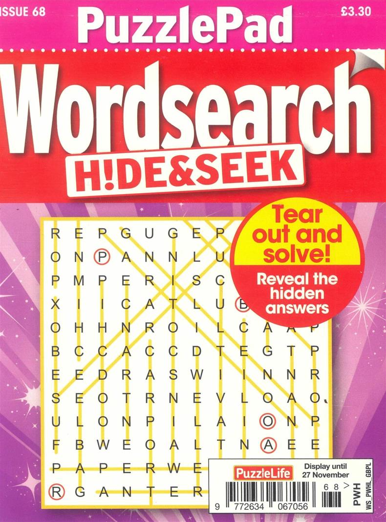 Puzzlelife Wordsearch Hide and Seek - NO 68