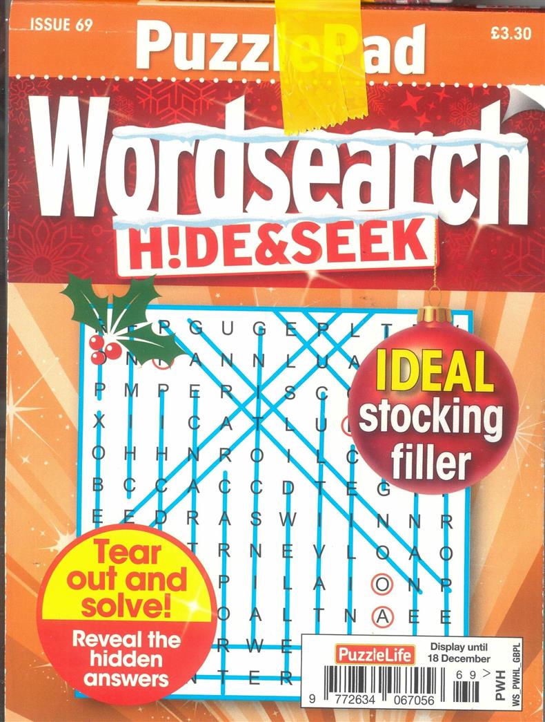 Puzzlelife Wordsearch Hide and Seek - NO 69