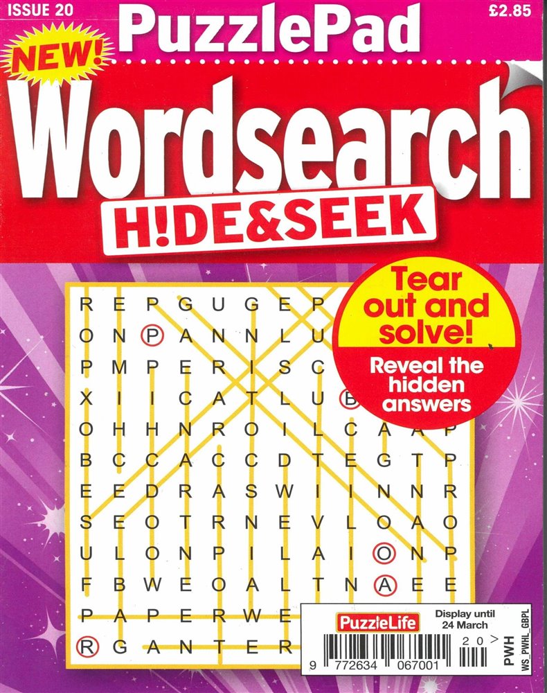 Puzzlelife Wordsearch Hide and Seek Magazine Issue NO 20