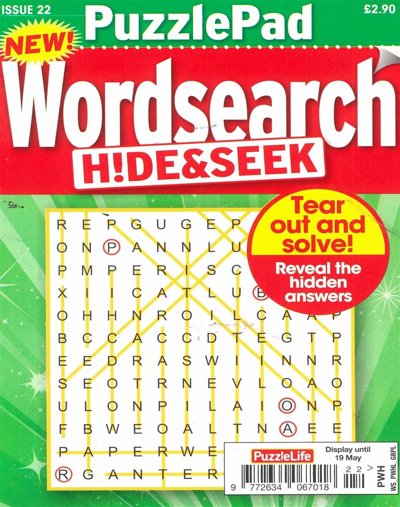 Puzzlelife Wordsearch Hide and Seek Magazine Issue NO 22